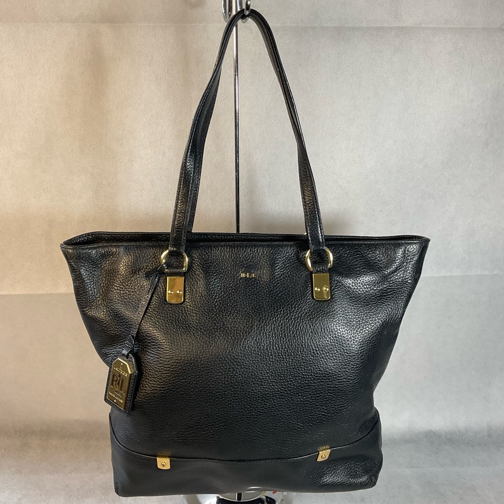 RALPH LAUREN Large Black Tote Satchel Bag